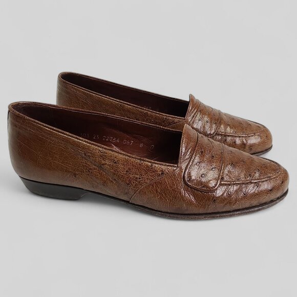 Romano Martegani full quill ostrich penny loafers 8 D main image 10